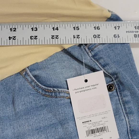 a:glow Maternity Girlfriend Capri Crop Denim Jeans Womens Size Large - Picture 8 of 11